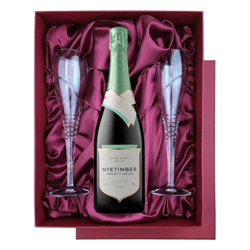 Nyetimber Curvee Cherie Demi-Sec NV English Sparkling Wine in Red Luxury Presentation Set With Flutes